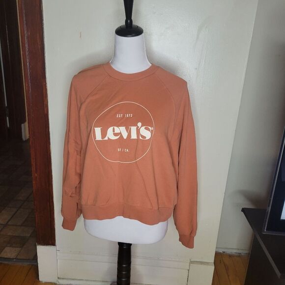 LEVI'S Crewneck Sweatshirt Orange Long Sleeve Pullover Size XL - Picture 1 of 8